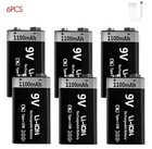 9V Block Li-On USB C Aufladbar Akku 1100mah