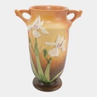 Roseville Iris Tan 1939 Vintage Art Deco Pottery Ceramic Handled Vase 925-9
