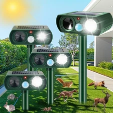 Upgraded Solar Ultrasonic Animal Repellent Dog Cat Skunk Deer Raccoon For Garden