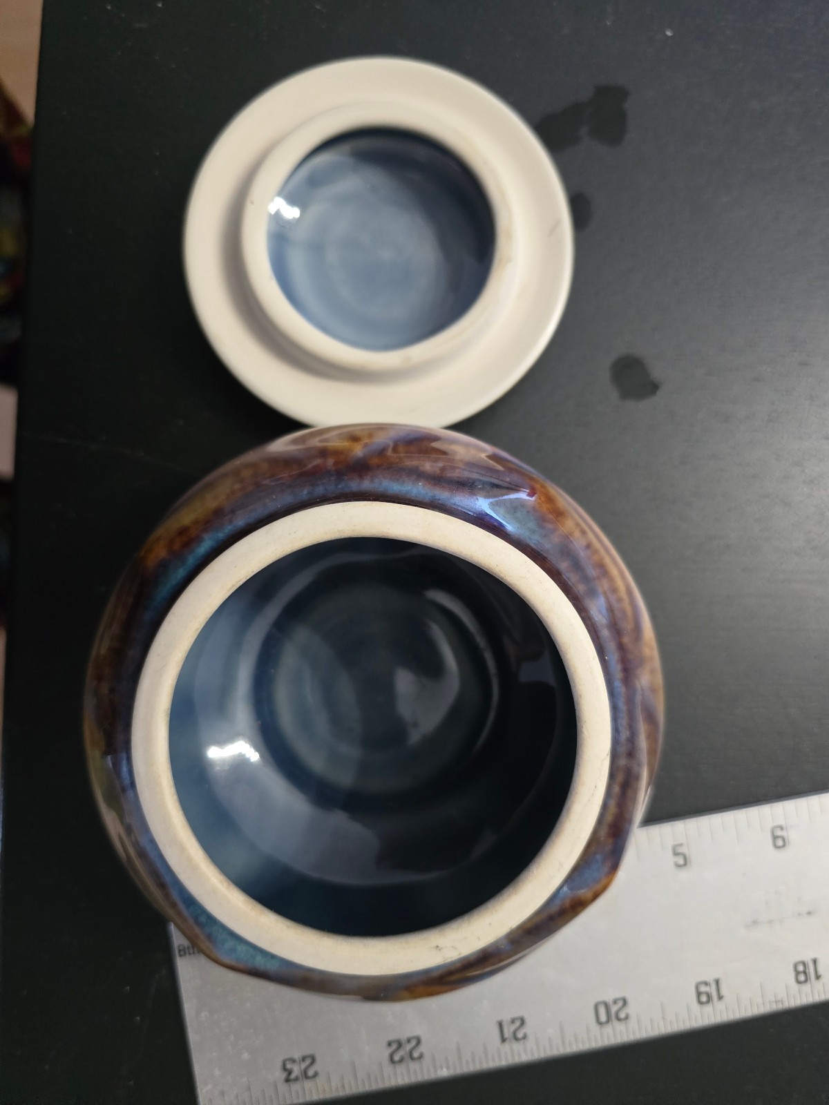 SIGNED BILL CAMPBELL STUDIO ART POTTERY COVERED SUGAR BOWL DRIP GLAZE FREE SHIP!