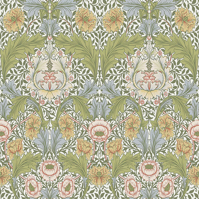 4171-82058 A-Street Wallpaper, Myrtle Green Floral Ogee Hidden Treasures