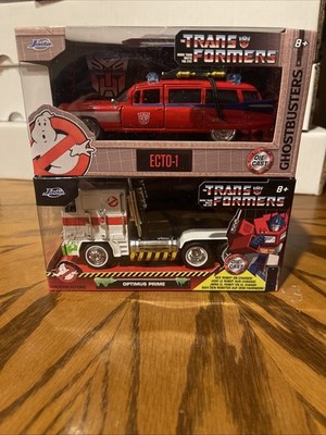 TRANSFORMERS JADA 5'' 1:32 LOT Ghostbusters Ecto-1  & Optimus Prime