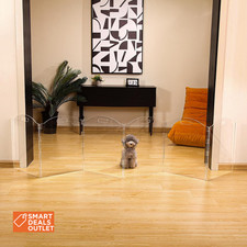Extra-Wide Clear Acrylic Freestanding Dog Gates for the House   Folding 6-Panel