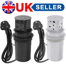 4 Outlets Pop up Socket for Kitchen Worktops Hidden Recessed Power Socket USB F