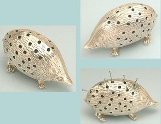 Tiny Sterling Silver Hedgehog Pincushion