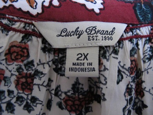 Lucky Brand Artsy Boho Indien Bauern Top 2X Blumen Prints Mix Langarm Viskose - Bild 9 von 18