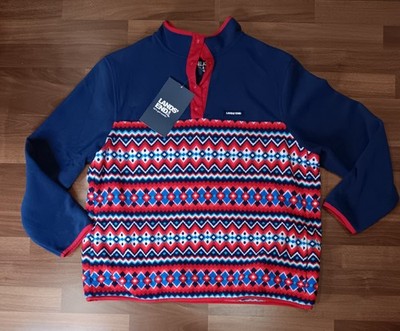 Lands' End Women Snap Neck Heritage ''Aztec'' Fleece Pullover Sweater 1X (16W-18W)