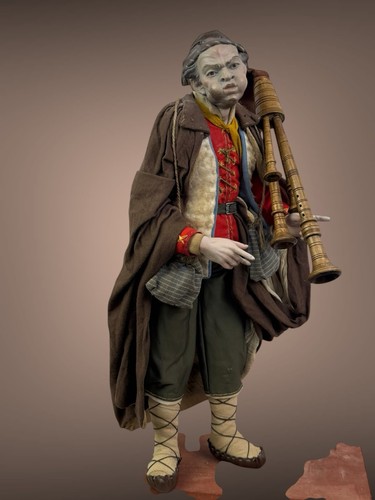 Coppia Zampognari 31/38 cm Presepe Arte Presepiale Pastore Meraviglia - Foto 7 di 22
