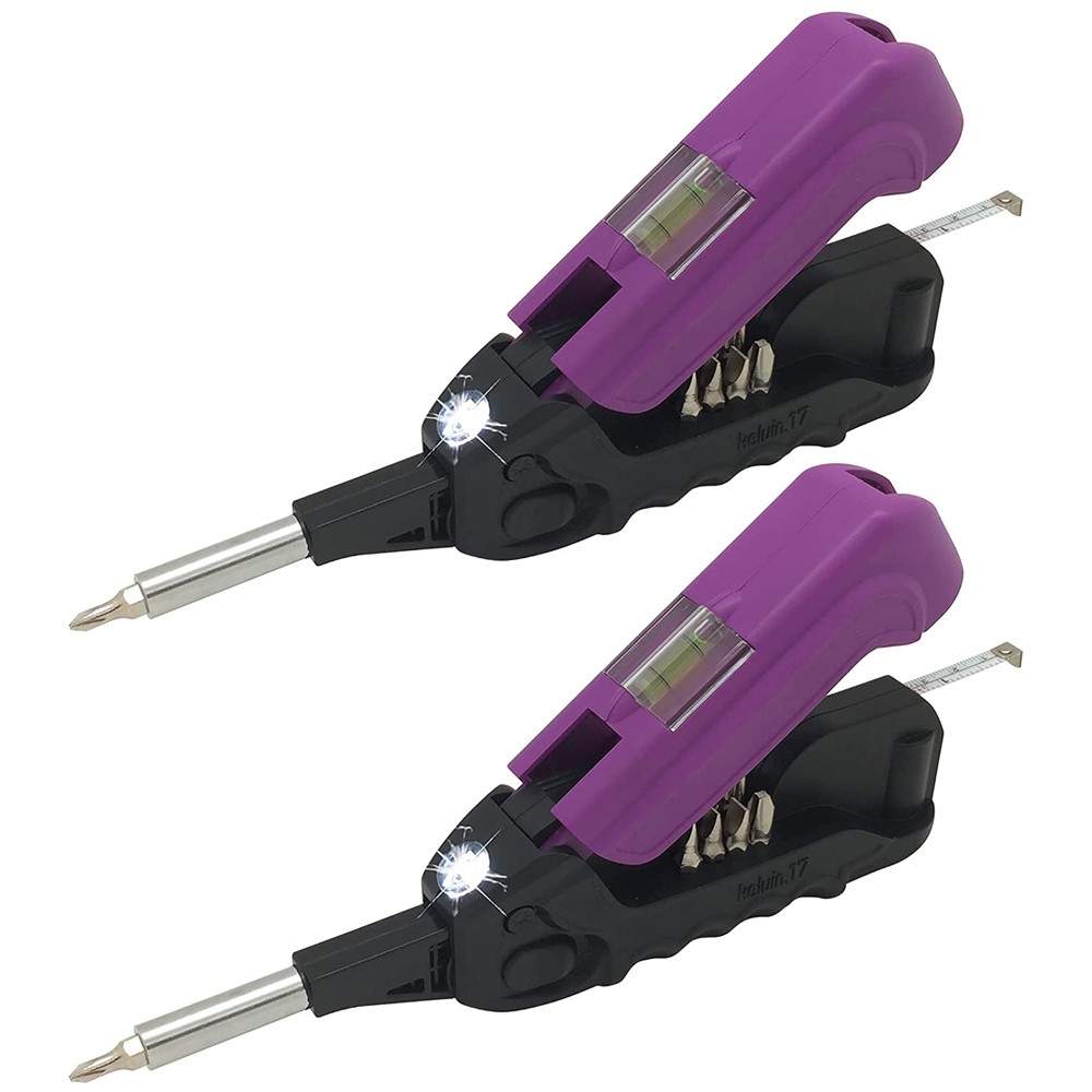 Многофункциональный инструмент Kelvin на каждый день с фонариком Фиолетовый, 2 шт.