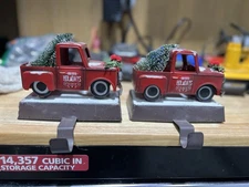 2 Red Truck Christmas Stocking Holders
