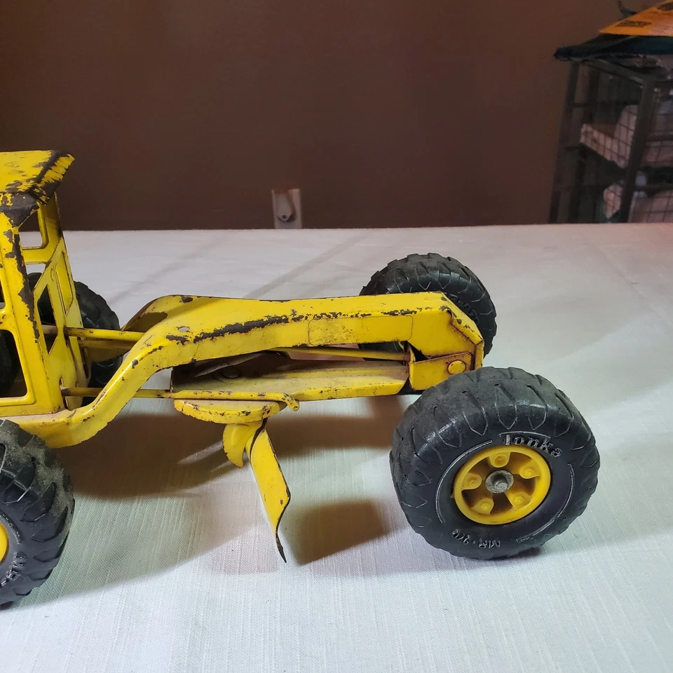 Niveladora de carretera clásica de acero Tonka vintage años 70 juguete de construcción fundido a presión amarillo Foto 3 de 4