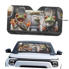 Funny Print Car Windshield Sun Shade Foldable UV Rays Auto Sun Visor Fit Frog
