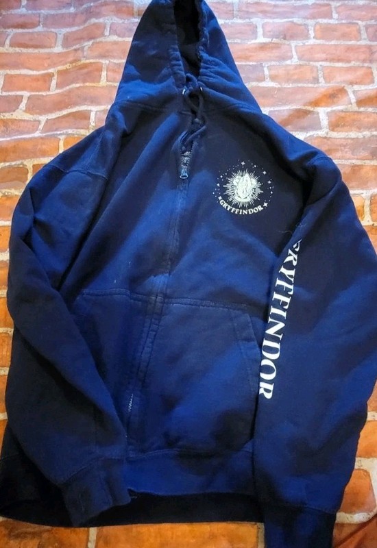 Harry Potter Womens Blue Zip Hoodie Jacket Sz Medium Forbidden Forest