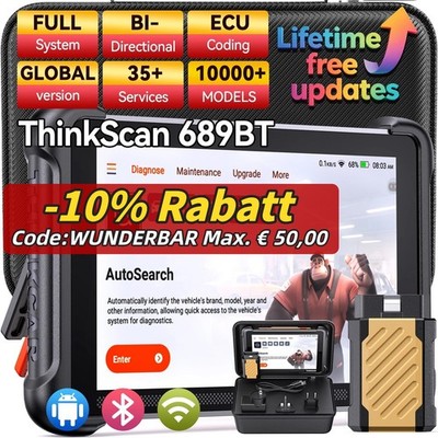 2026 ThinkScan 689BT KFZ OBD2 Diagnosegerät 35 Reset Alle system ECU-Codierung