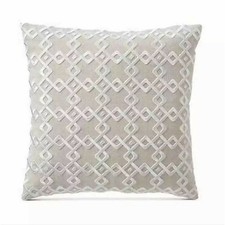 Hotel Collection Geometric Embroidered 100 Linen 22" Decorative Pillow - White