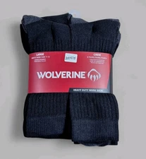 WOLVERINE Mens Socks Crew Work Cushioned Arch Support 8 Pair Shoe Size 7-12