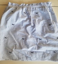 Vineyard Vines Girls Size 14 Blue Seersucker Skirt with Whale Print