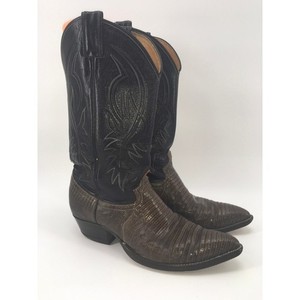 Vintage JustinTeju Lizard Leather Exotic Cowboy Boot Mens 9D 2867 Western READ Justin Lizard Skin Exotic Leather Cowboy Western Boots Mens  main image 2