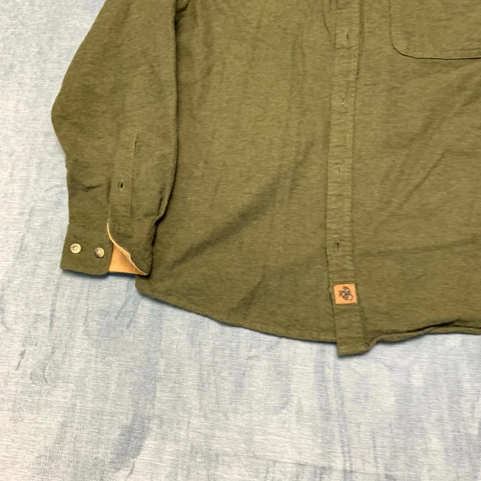 Legendary Whitetails Shirt Men Medium Olive Green Cotton Split Pleated Button Up - Image 3 of 4
