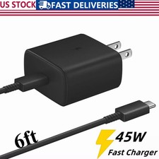 45W Type USB C Super Fast Wall Charger 6ft Cable For Samsung Galaxy S22 S23 S24