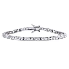 Amour Sterling Silver 8 1/4 CT TGW Created White Sapphire Tennis Bracelet