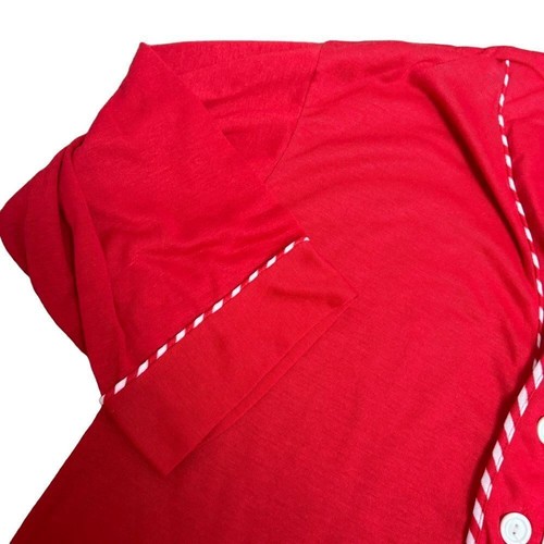 Vintage Undercover Wear rotes Nachthemd mit weißen Kontrastnähten One Size USA - Bild 2 von 6