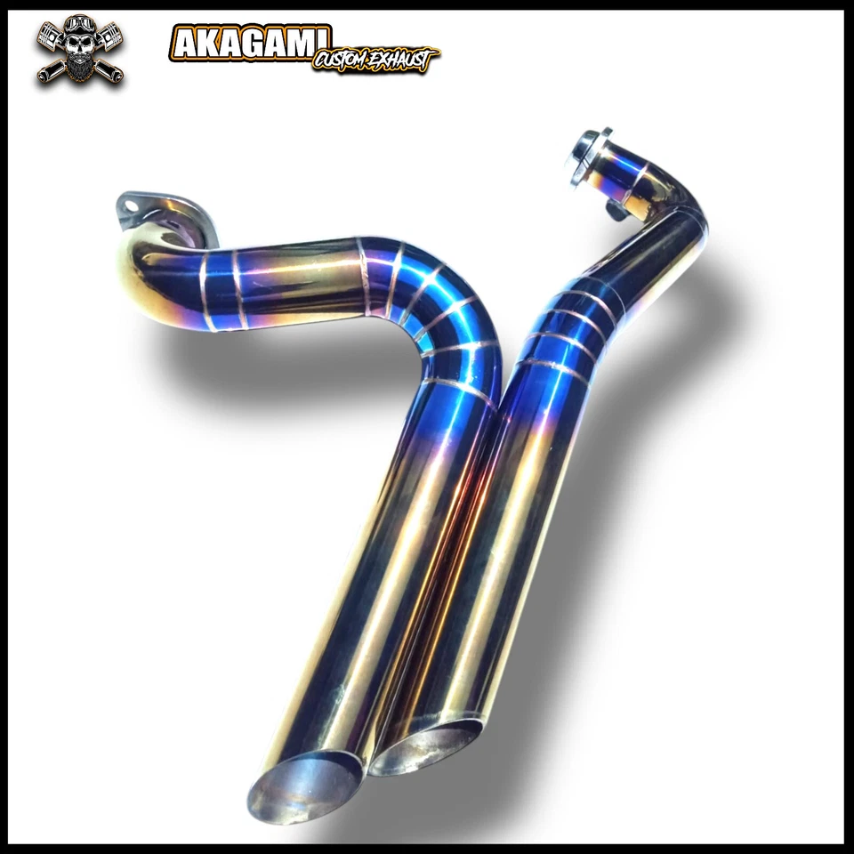 Escape personalizado azul-dorado 2 en 2 apto para Harley-Davidson Dyna Fat Boy 1991-2017 Foto 3 de 3