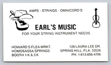 1970s 1980s Business Card Earl's Music Spring Hill FL Vtg