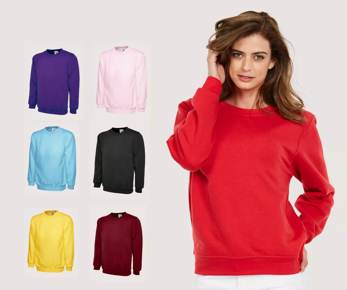 Ladies Classic Plain Sweatshirts Size 6 to 30 / XS to 4XL NEW SWEATSHIRT  JUMPER