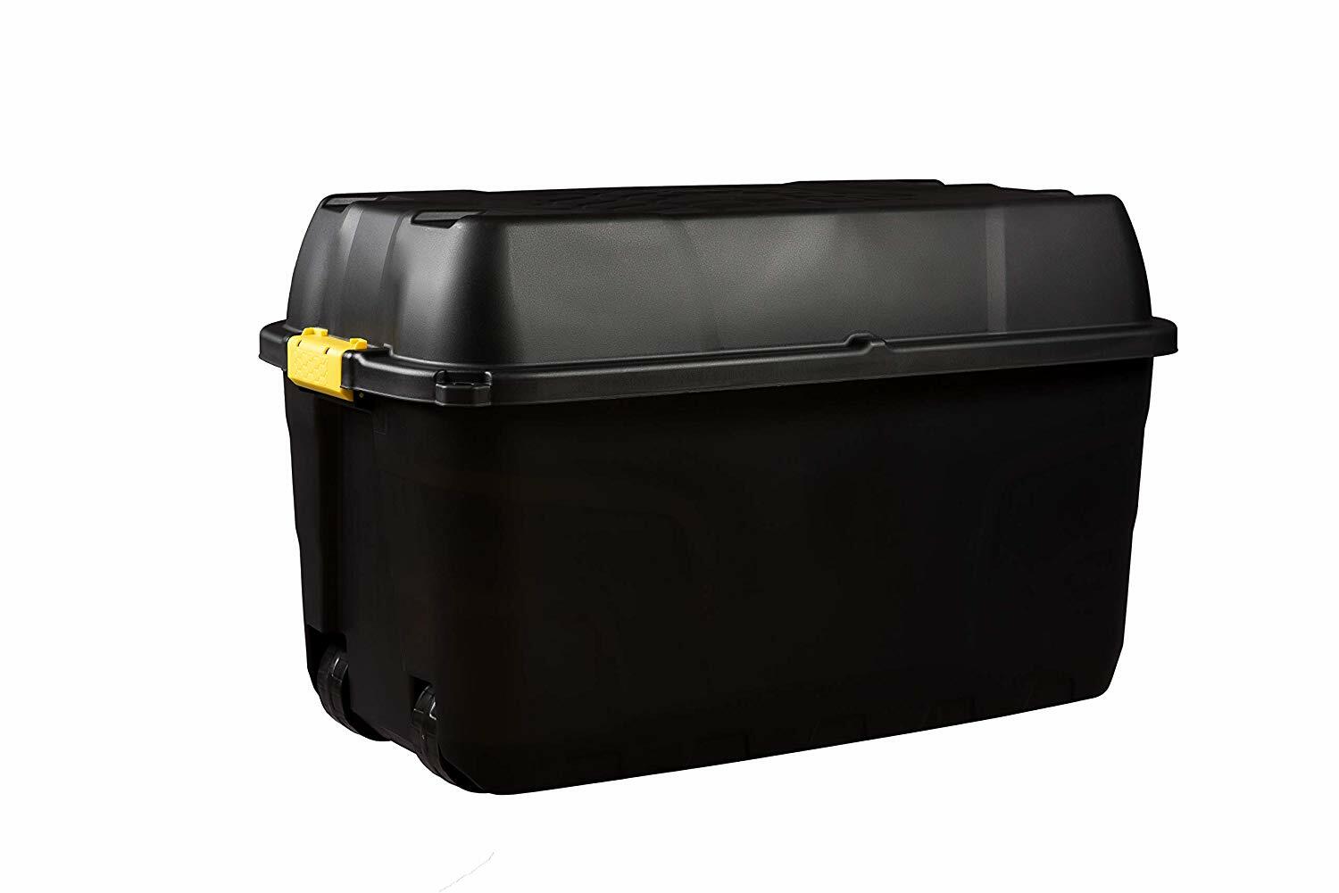 Storage Box Heavy Duty Plastic Garden Trunk On Wheels Strata 175 Litre