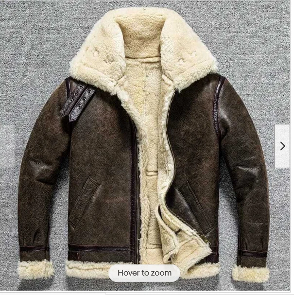 Mens B3 RAF Bomber Aviator Flying Pilot Fur Shearling Real Leather Jacket