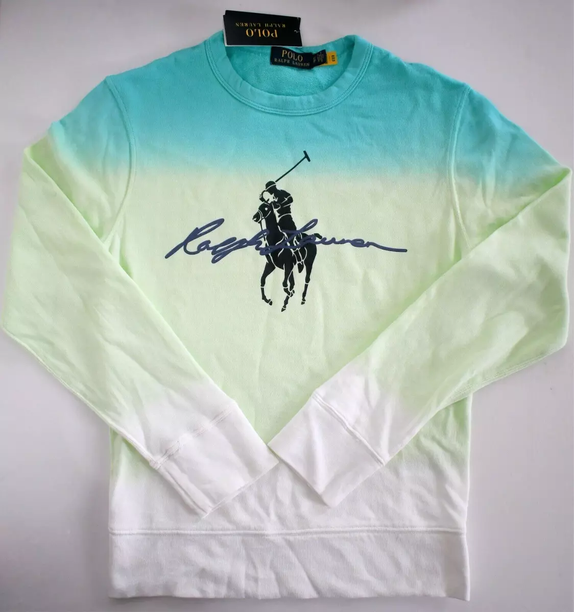 NEW POLO RALPH LAUREN BIG PONY Print DIP DYE Cotton Men s SWEATSHIRT Pullover XS