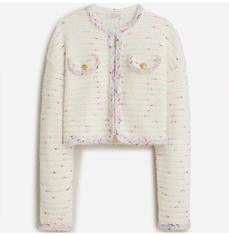 ジャケット・アウター melt the lady cropped jersey II J.Crew Cropped lady jacket in marled yarn Drop shoulder New