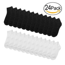 12 or 24-Pack Newborn Sock Infant Baby Boy Girl Socks 0-6 Month Black White
