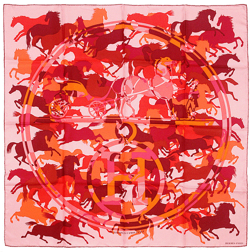 Foulard officiel Hermès EX-LIBRIS EN CAMOUFLAGE 90cm soie BENOIT PIERRE EMERY