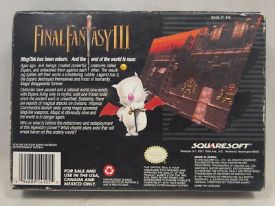 Final Fantasy III (Super Nintendo | SNES) Authentic BOX ONLY | eBay