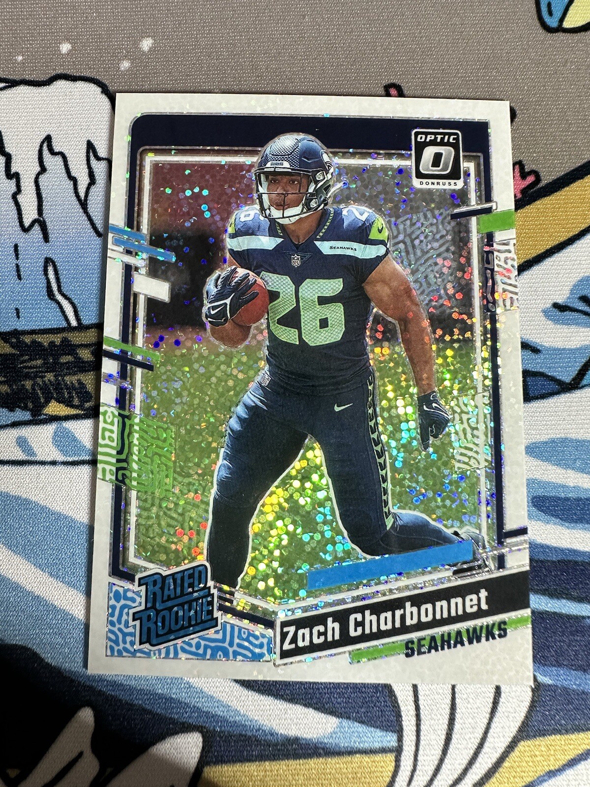 2023 Donruss Optic Zach Charbonnet White Sparkle Prizm SSP Rated Rookie #294