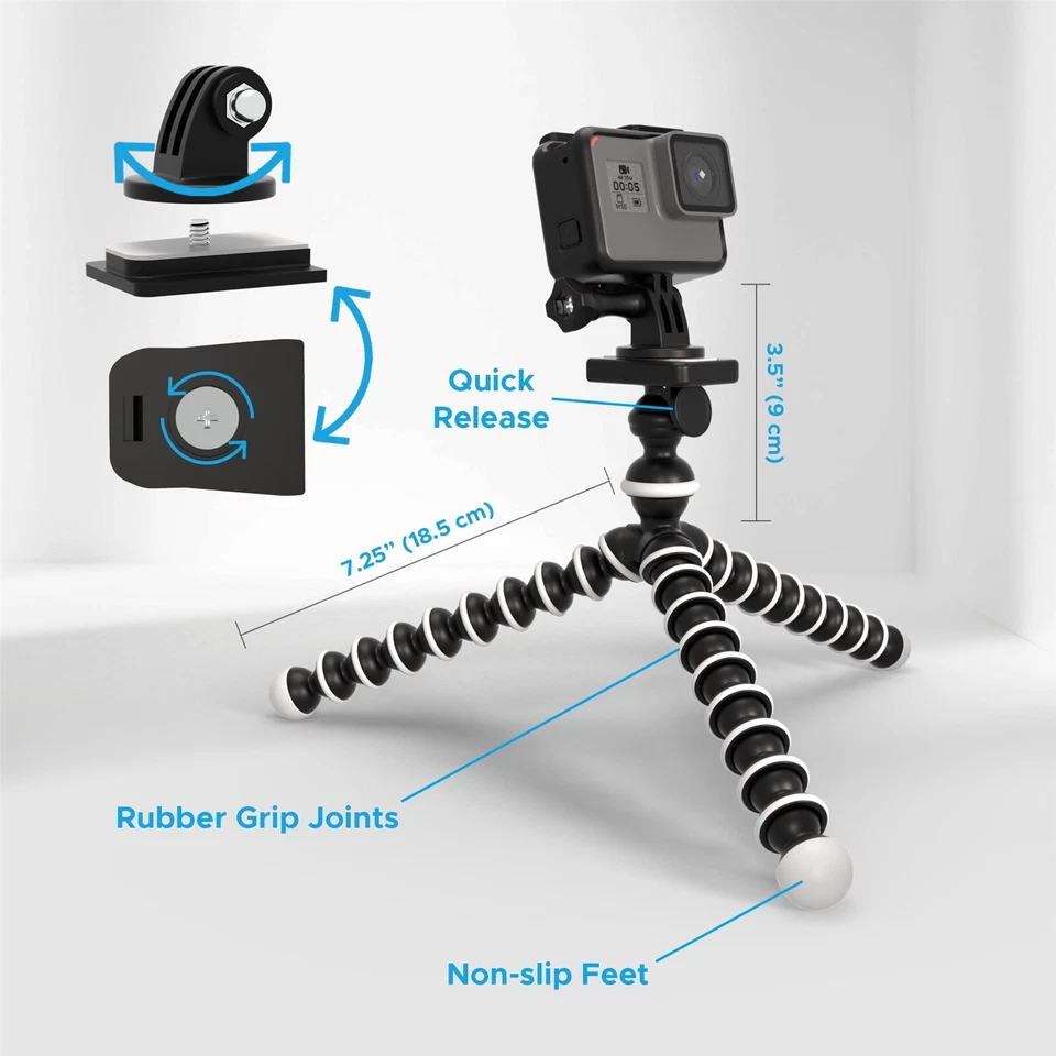 Flexible Tripod Mount Stand for GoPro Lit Hero 13 12 Max2 DJI OSMO Action 5 Cam - Image 2 of 4