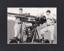 8X10 Matted Print VTG Baseball Picture: First Automatic Pitching Machine 1942