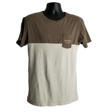 Rhythm Two Tone Pocket T-Shirt L Brown Beige Colorblock Surf Skater Streetwear