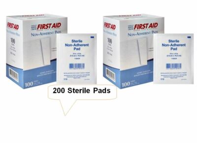 200 Pack Non-Adherent Pads Sterile Wound Dressing Pad 3 x 4 Non-Stick First Aid