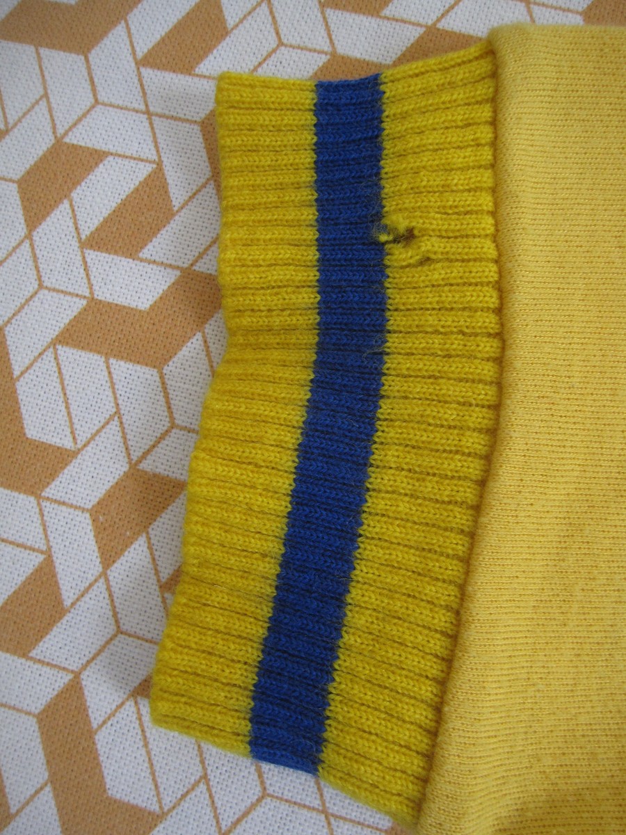 Maillot Cycliste Vintage Ijsboerke Warncke Années 70 – Acrylique Jaune/bleu Taille 1 (S)