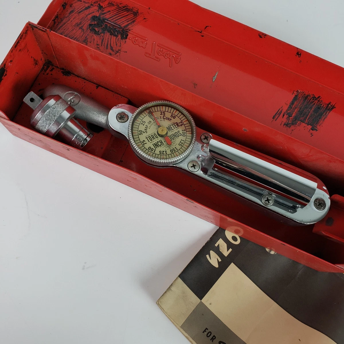 Vintage 1950 s snap on Torqometer TQ12BL W Case Paperwork 150