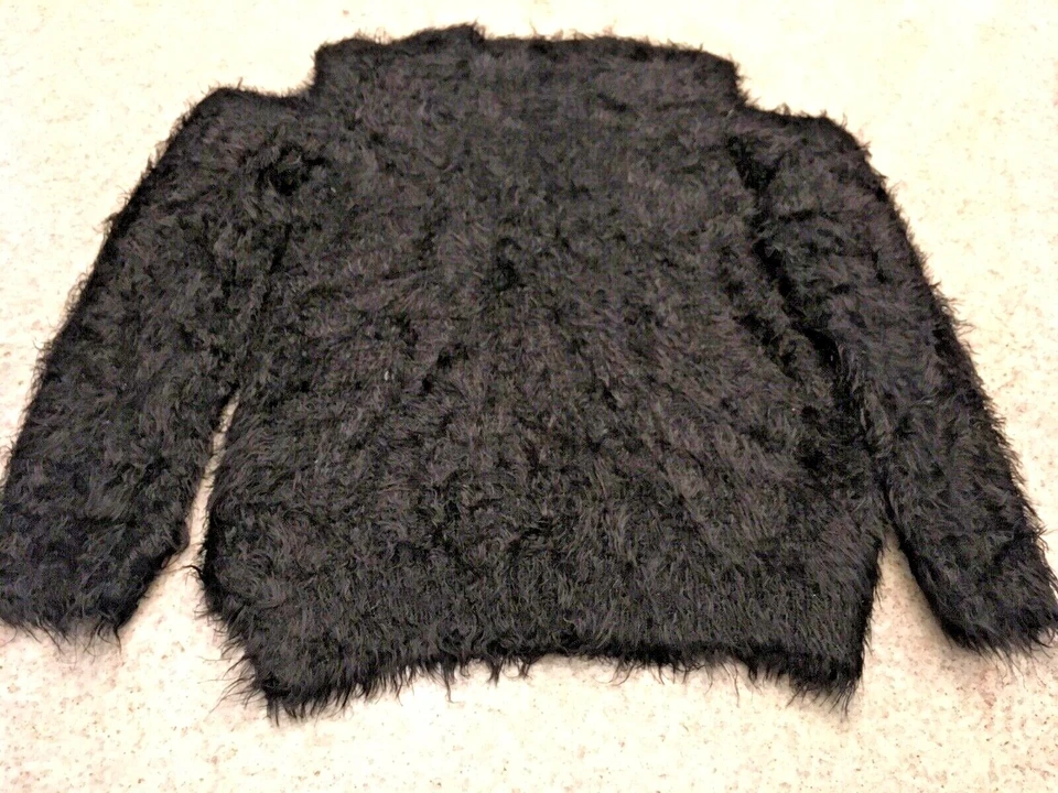 Suéter de nailon y acrílico para niñas I Love rosa negro difuso hombro frío (L) Foto 2 de 4