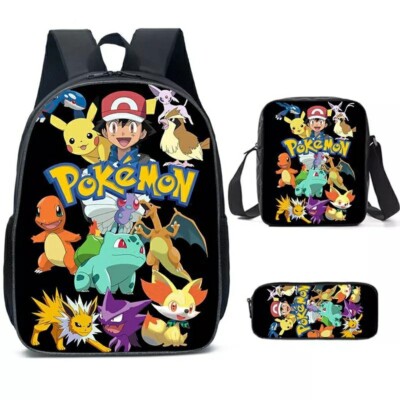 Pokemon Rucksack Set 2 Schulranzen 3-teilig Pikachu Noctali Bunt