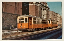 MA Postcard Boston Trolleys 5706 & 5800 Opera House Siding Jan 1958 streetcars