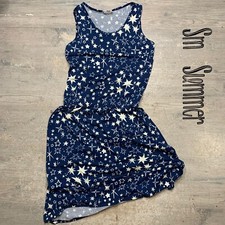 Lula Roe Summer Dress Size Sm Navy with White Stars Knee Length