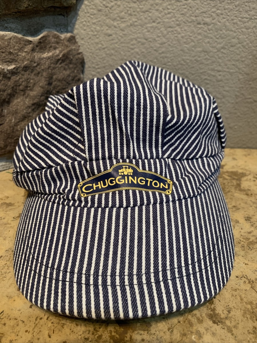 Train Conductor Hat Cap Engineer Railroad Blue White Stripe