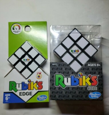 New Rubiks 3x3 Puzzle Cube Game With Stand + Rubik's Edge Bundle Hasbro Toy