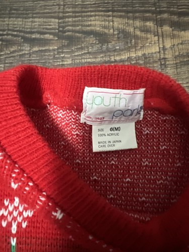 80’s Youth Park “Ugly “ Christmas Sweater Tree Red Size 6 Medium NOS - Picture 4 of 9